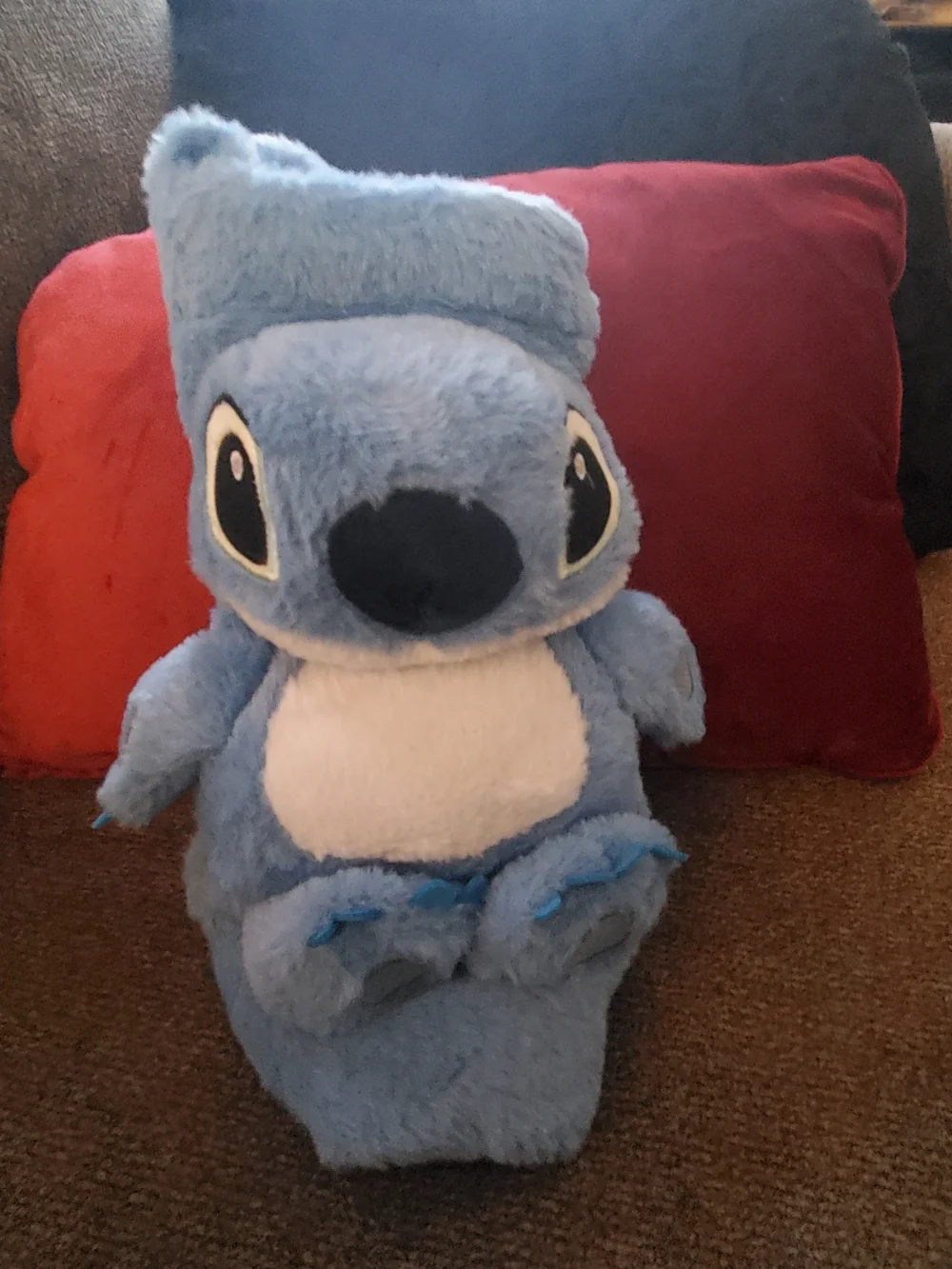 Disney Plush Blue Stitch Character Bag with Cream Ear Accents